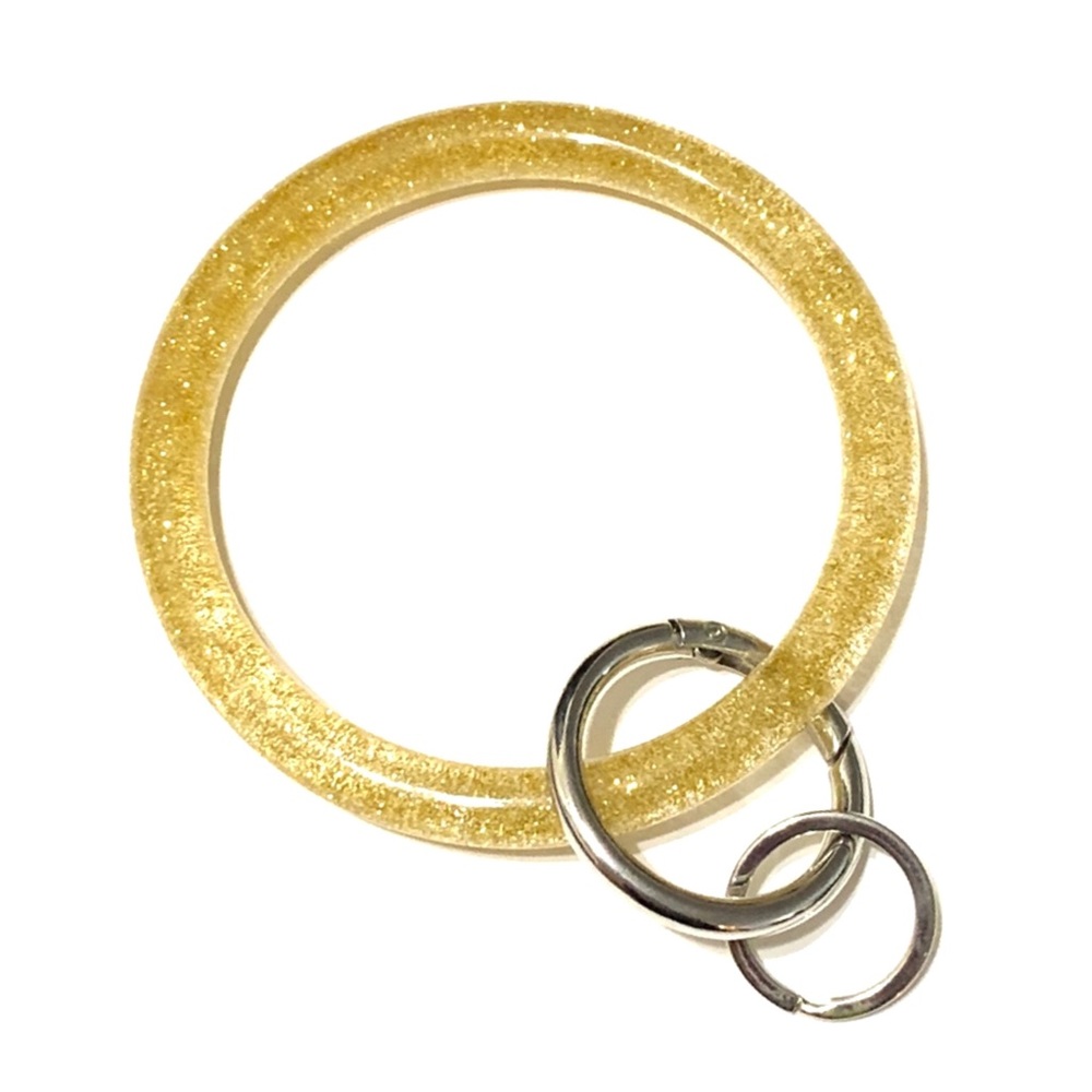 Gold Glitter Bangle Keychain Bracelet